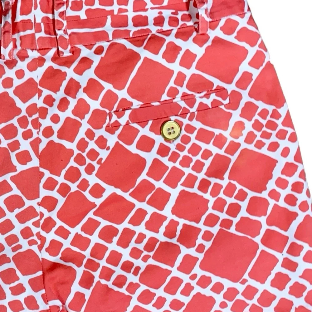 ANNIE GRIFFIN  Sz 2 Geometric Diamond Print Luxury Designer Pocket Shorts
